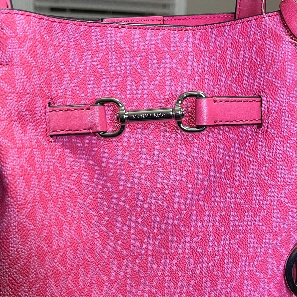 Michael Kors Pink MK Logo Tote with Signature Charm - Picture 4 of 12